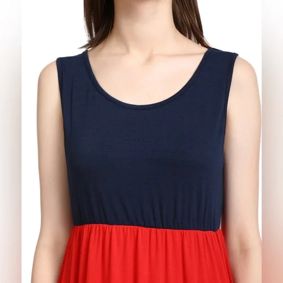 Wennikids Red white and blue striped tank maxi dress NWOT - Picture 4 of 14